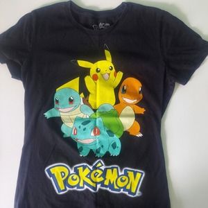 Pokeman womens‎ Graphic T Shirt Black M Short Sleeve